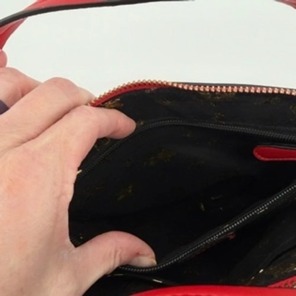 Betsey Johnson Red Satchel Bag with Charms‎ Top Handle Crossbody Gold Hardware